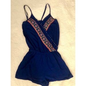 🧿 Blue Embroidered Romper